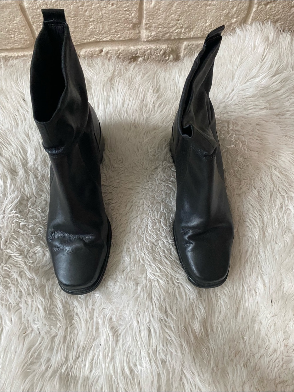 Valerie Stevens Black Stretch Leather Ankle Booties S 10 M